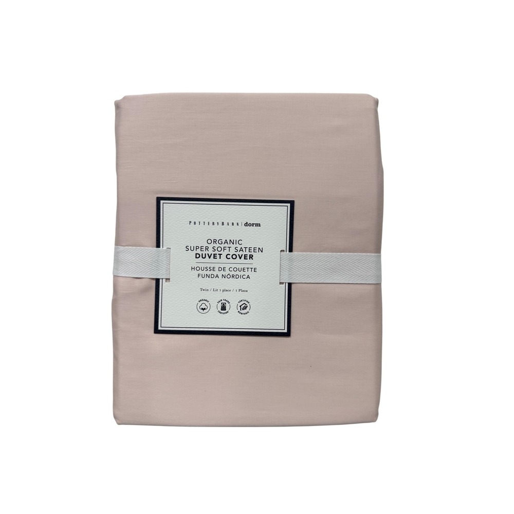Pottery Barn Dorm Organic Super Soft Sateen Duvet Cover Twin Pink 68x86